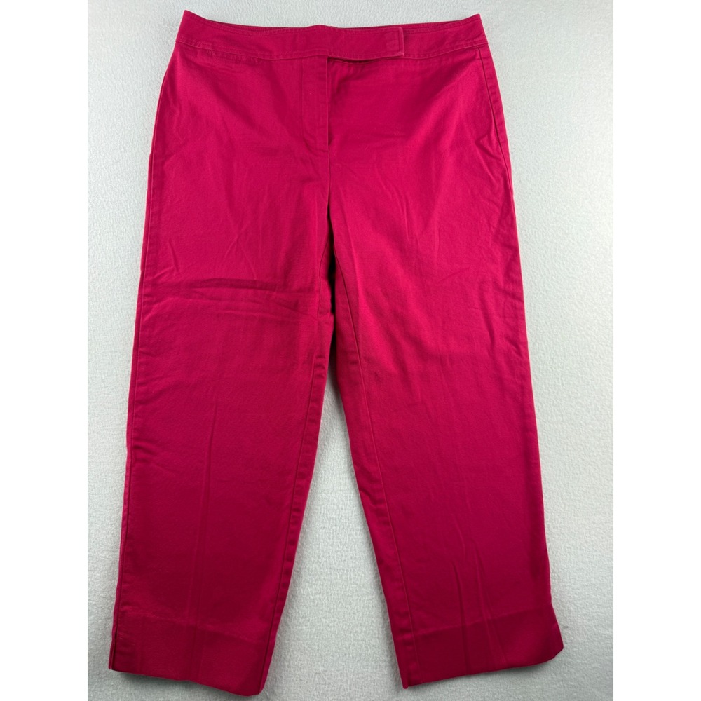 Talbots Womens Raspberry Pink Stretch Straight Leg Cropped‎ Pants Size 8
